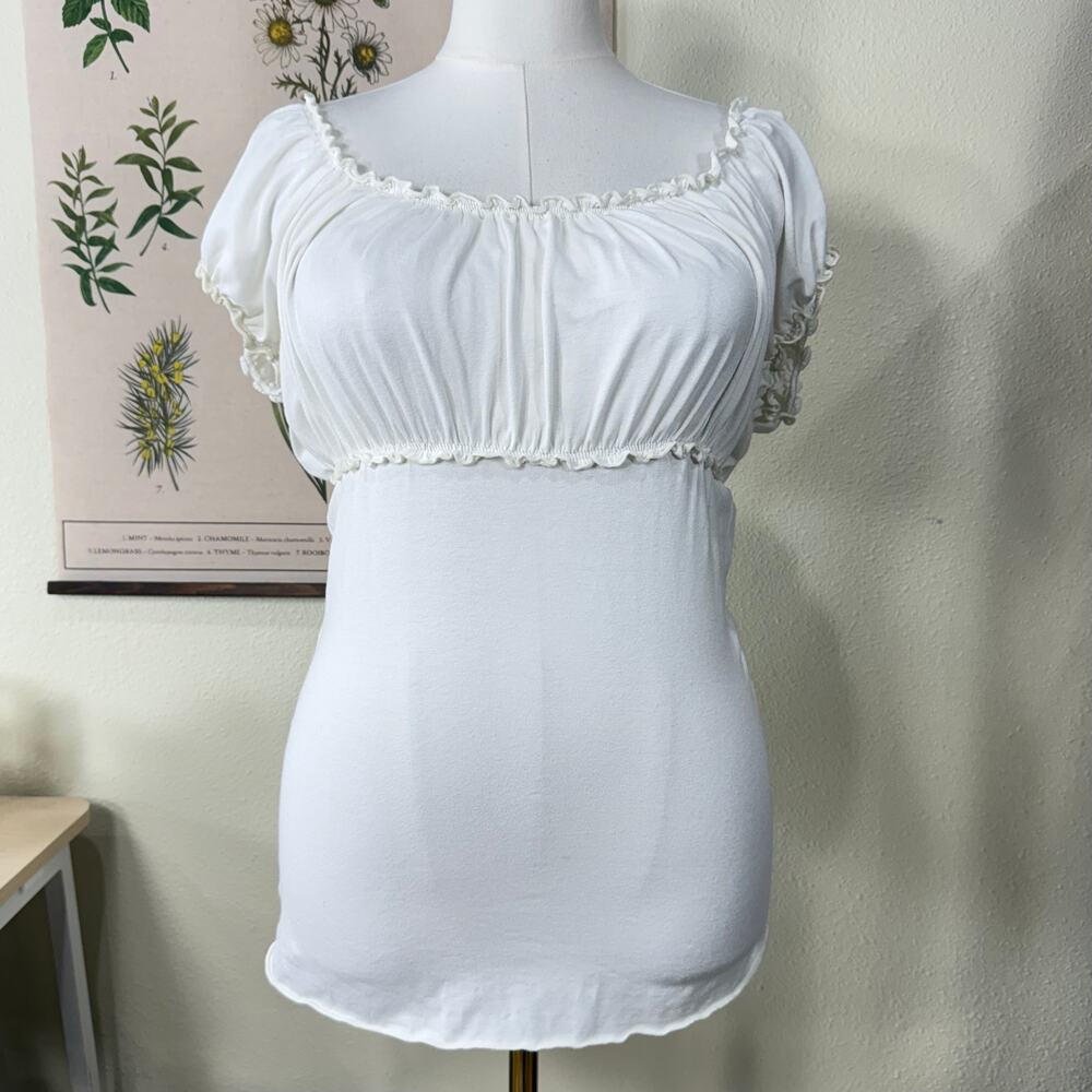 Y2k Milkmaid Babydoll Peasant Top Cottage Coastal Cowgirl Coquette Femme L XL